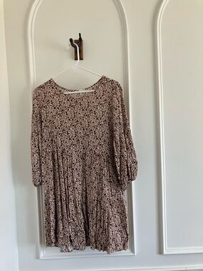 Leopard Print Midi Smock Dress in Blush